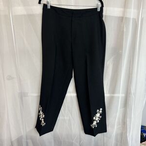 Pantology embroidered capri pants sz 8 floral ankle pants retro